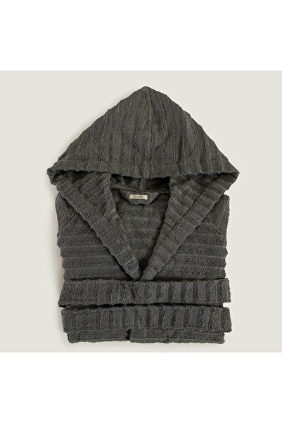 Chakra Waved 100% Cotton Unisex Bathrobe Anthracite