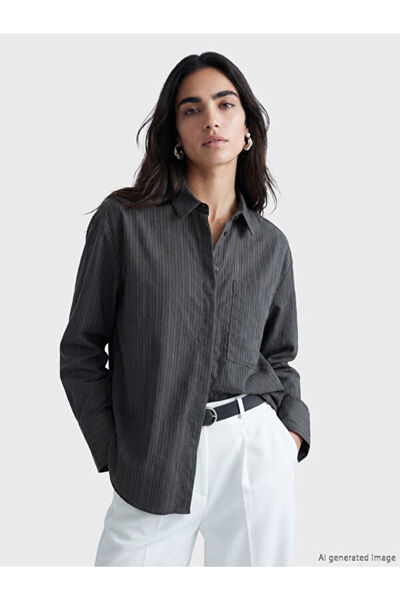 LC Waikiki Striped Loose Fit Women's Shirt from Uzg Store for Style Enthusiasts