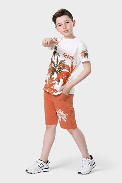 ruhaay Boys' Summer Printed Short Sleeve Crew Neck T-Shirt Shorts Top and Bot...