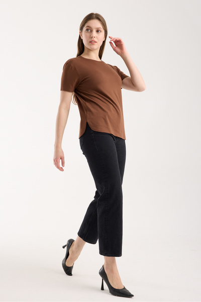 MERİCEY Women's Oval Cut Comfortable Fit Viscose Basic T-Shirt