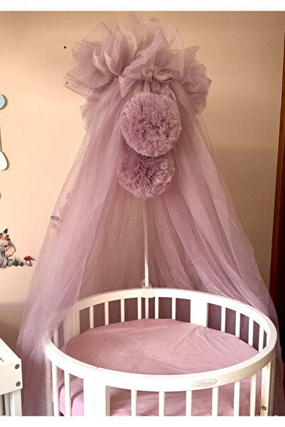 MERIESS Fine Canopy with Two Pom Poms, 10m, Blush Pink