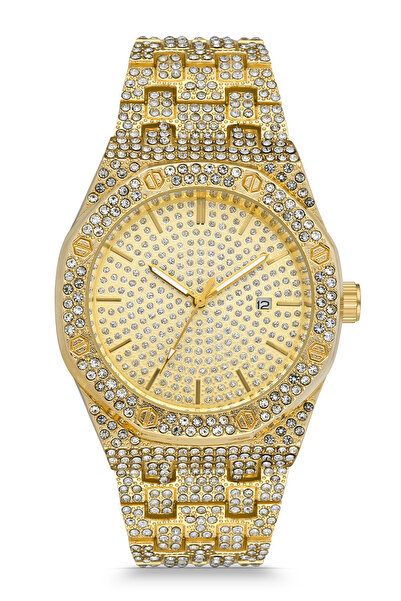 Newera Watch ساعة يد نسائية بسوار معدني مرصع بالأحجار ومينا مرصع بالأحجار