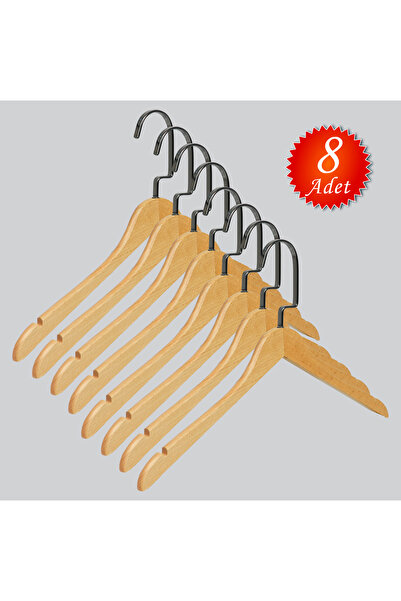 NYN Wooden (Black Nickel Hook) Shirt, T-Shirt, Blouse, Dress Hangers 8 Pieces