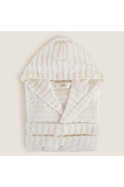 Chakra Halat de baie unisex din bumbac 100% ondulat, alb