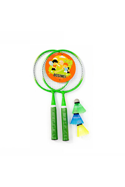 wei inox Set 2 palete badminton pentru copii, 3 fluturasi, fier+plastic, verde
