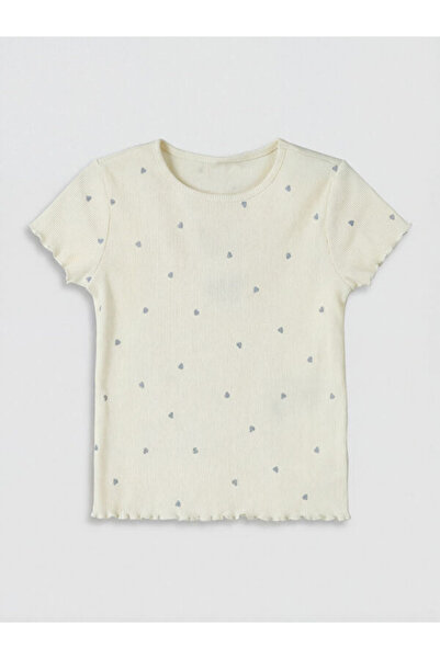 LC Waikiki Quality Pieces from Çelebi Store Heart Embroidered Ribbed Girl's T...