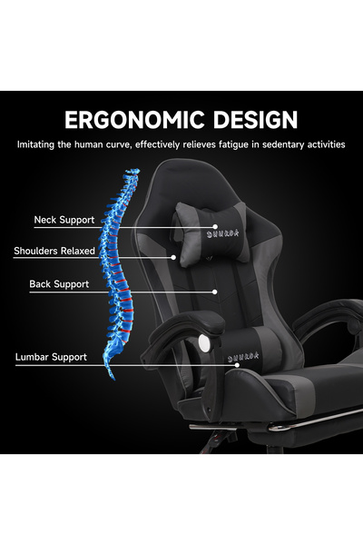 Duukoa Gaming Chair with Footrest Ergonomic Computer Chair 90°–135° Adjustment Backrest Perfect