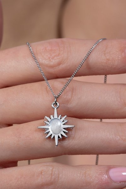 Elika Silver Women's White Stone Pole Necklace