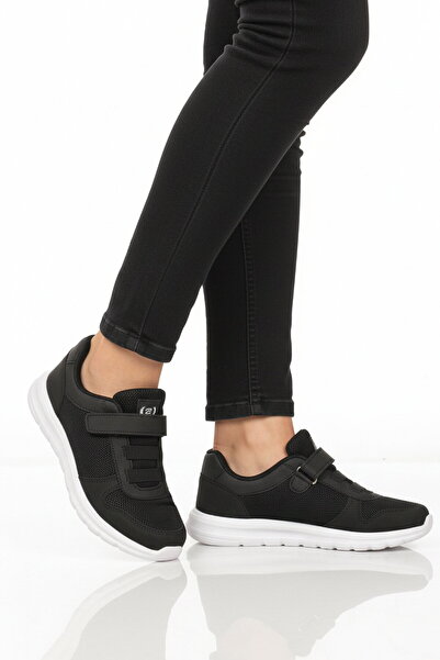 WALKWAY Black and White Velcro Mesh Lightweight Breathable Unisex Sports Shoe...