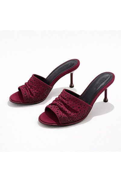 PATRON SHOES Women's Satin Stone Detailed Heeled Slippers – Special Occasion ...