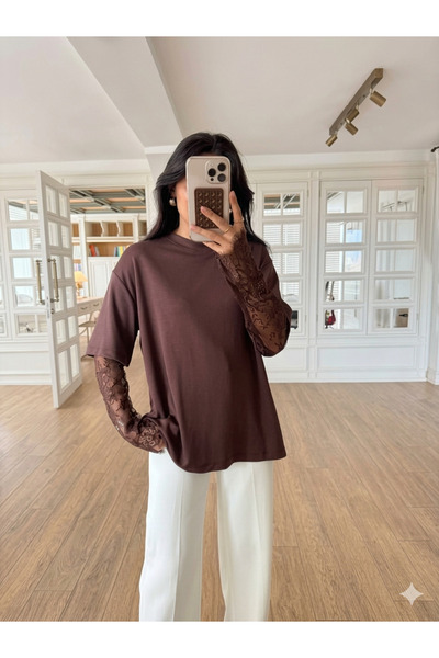TİENDEROPA T-Shirt - Καφέ - Oversize