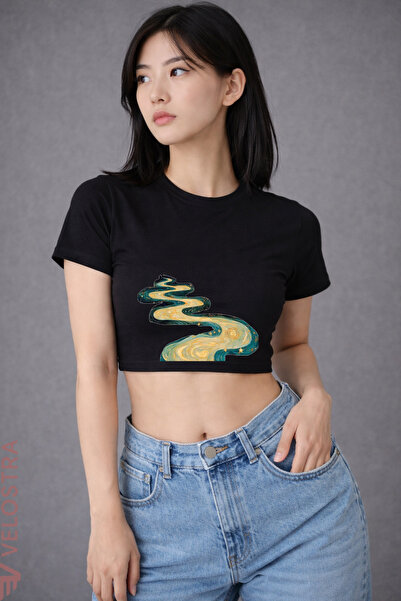 Velostra Women's Dream Way Printed Basic Daily Use Tee Crop