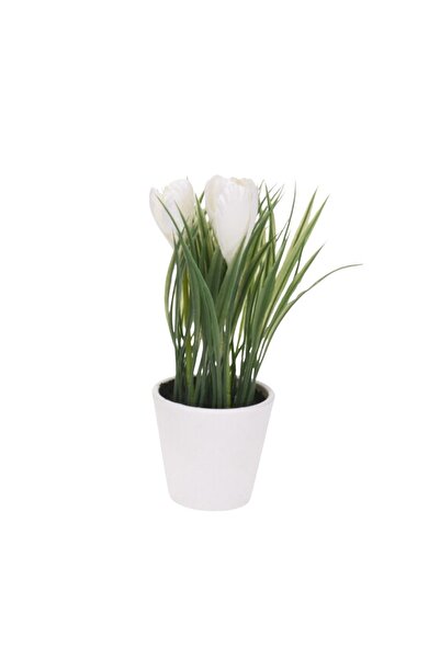 Koopman Plantă artificială cu crocus decorativi, 21 cm, în ghiveci alb – deco...