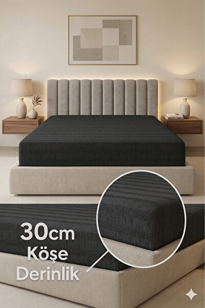 Miabella Home %100 Pamuk Armürlü Çift Kişilik Lastikli Çarşaf Fitted Yumuşak ...