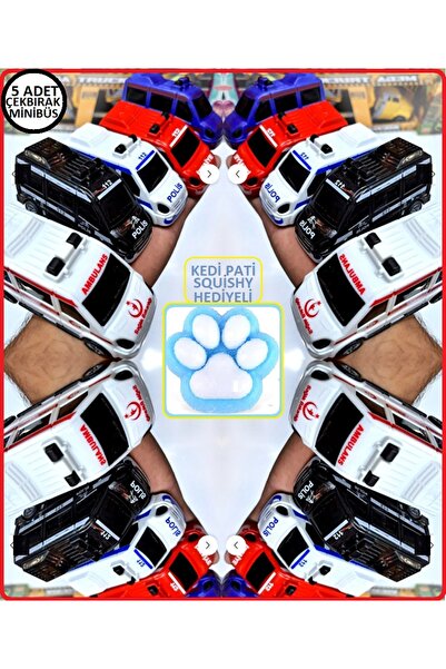 OYUNCAKSAHİLİ Araç Set 5li Çekbırak Sukuşi Hediyeli Minibüs Ambulans