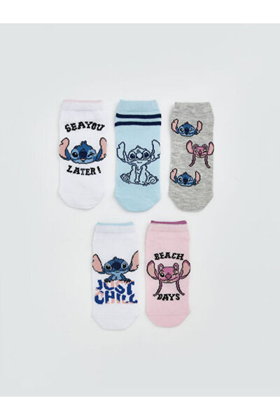 LC Waikiki جوارب بناتي مطرزة بتصميم ستيتش وأنجل من UZG STORE، عبوة من 5 قطع