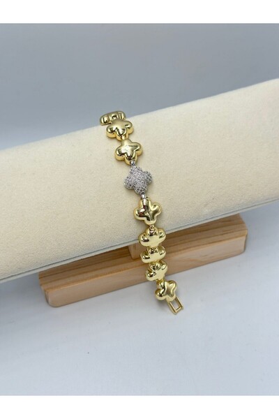 BYYEŞO Double Color Detail Clover Steel Bracelet