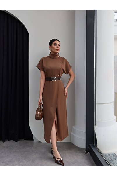 ESRAHELVACI Φόρεμα μίντι με ψηλό γιακά και ζώνη