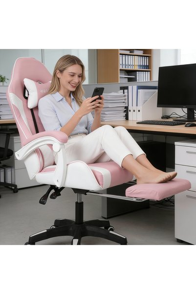 Duukoa Gaming Chair with Footrest Ergonomic Computer Chair 90°–135° Adjustment Backrest Perfect
