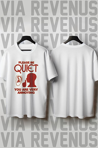 Vordevia Παρακαλώ Μείνετε Ήσυχοι Μπλουζάκι με στάμπα, λαιμόκοψη ποδηλάτου, φα...