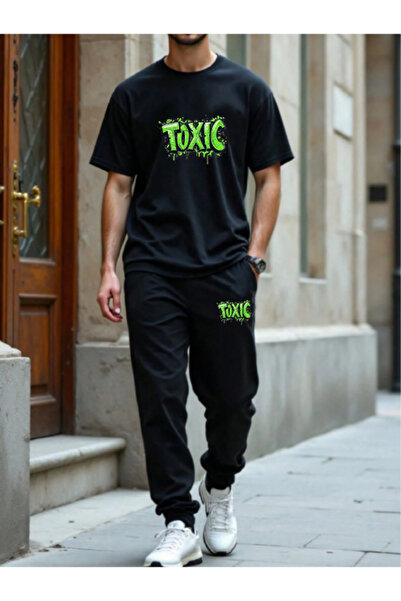 MİDAD Toxic printed t-shirt - jogger t-shirt crew neck bottom top tracksuit set