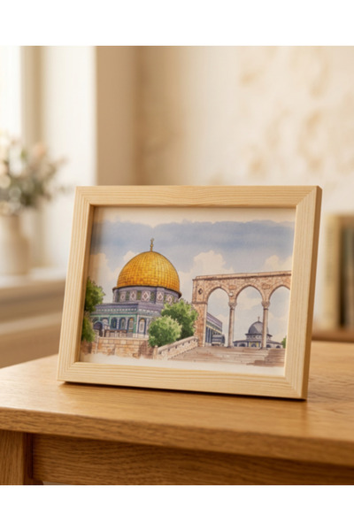 Zaytoon Tablou cu scena Moscheei Al-Aqsa din Jerusalem, Kubbetus Sahra, 15x20...