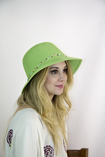 Bay Şapkacı قبعة نسائية مخططة بالحجر الطبيعي 3070