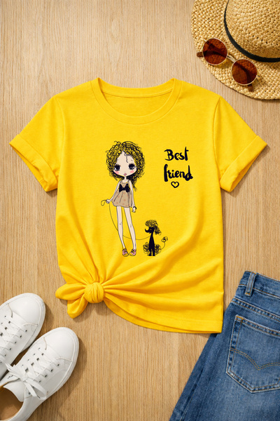 MYADA Μπλουζάκι Best Friend με στάμπα, 100% βαμβάκι, Premium 27019