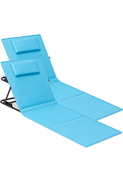 SONGMICS Σετ 2 πτυσσόμενων ξαπλωστρών παραλίας με ρυθμιζόμενη πλάτη και μαξιλ...