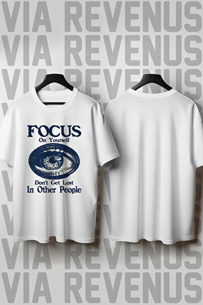 Vordevia Μπλουζάκι Unisex με στάμπα Focus, λαιμόκοψη ποδηλάτου, φαρδιά γραμμή...