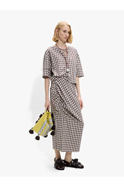 PARFOIS Kadın Kareli ve Fiyonklu Bluz