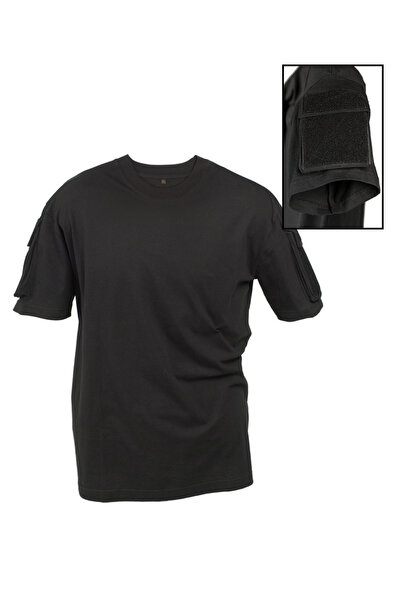Mil-Tec Τακτικό μπλουζάκι με εμβλήματα - Μαύρο
