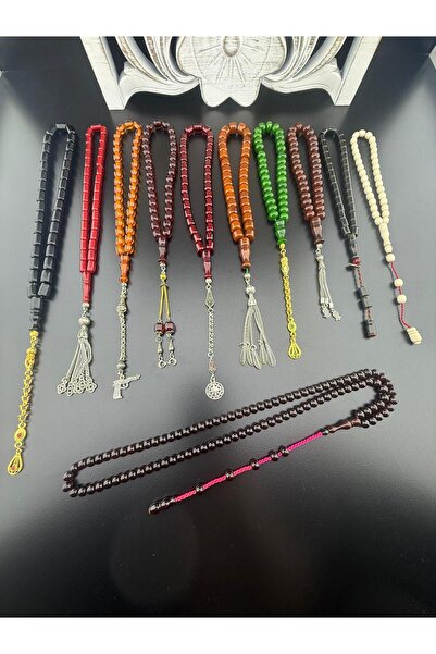 Jewel Ottoman Simile 11 Piece Crimped and Fire Amber Prayer Beads Set |   Col...