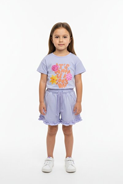 Toontoy Κοριτσίστικο Σετ Σορτς 2 τεμαχίων με Κοντομάνικο Μπλουζάκι με Στάμπα ...