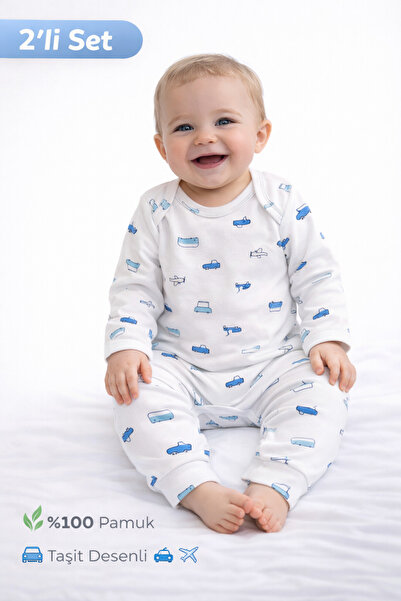 BABİDO Baby Set of 3, 100% Cotton Snap Fastener Bodysuit and Bottoms, Newborn...