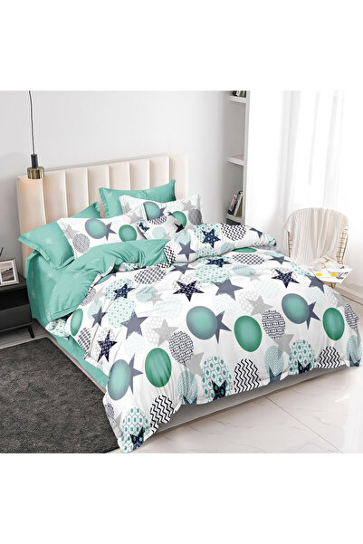 Five Store Bed linen for one person, Frodi, mercerized cotton, multicolor, 3 ...