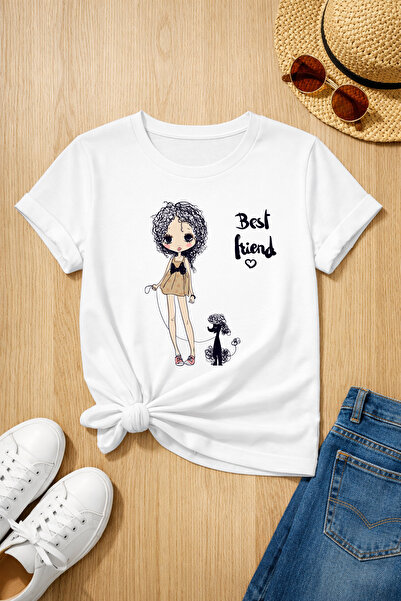 MYADA Tricou Premium din bumbac 100% cu imprimeu Best Friend 27019