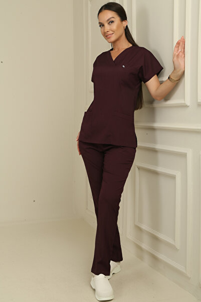 DENİZ İŞ Women's Yarasakol Belinda Scrubs Set - Plum