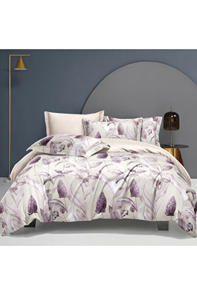 Five Store Lenjerie de pat matrimonial cu husa elastic pat, Bushra, bumbac me...