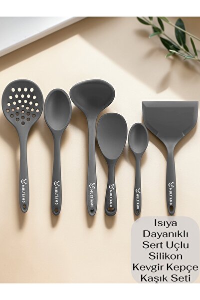 Multiamo Heat Resistant Silicone Colander Ladle Spoon Spatula Set 6 Pieces