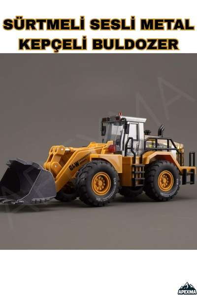 Apexma Oyuncak Sürtmeli Sesli Işıklı Metal Kepçeli Buldozer İnşaat Aracı