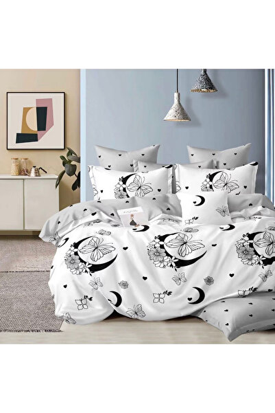 Five Store Lenjerie de pat matrimonial cu husa elastic pat, Miamere, bumbac m...