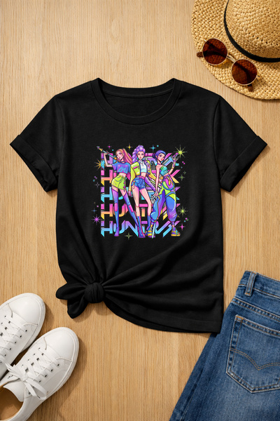 MYADA Savaşçı Huntrix Baskılı %100 Pamuk Premium Tişört 27038