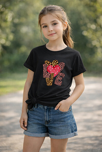 MYADA Детска тениска Love с леопардов принт, 100% памук, премиум качество 26122