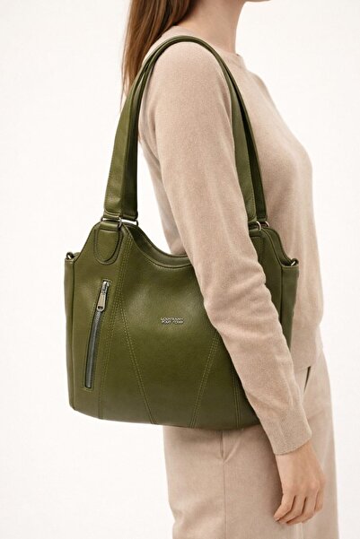 My Kids Wear Γυναικεία τσάντα ώμου με διπλό φερμουάρ και μεγάλο όγκο 12650