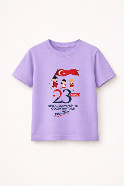 MYADA 23 Απριλίου Σημαία Ατατούρκ Παιδικό μπλουζάκι με σχέδιο 100% βαμβάκι Pr...