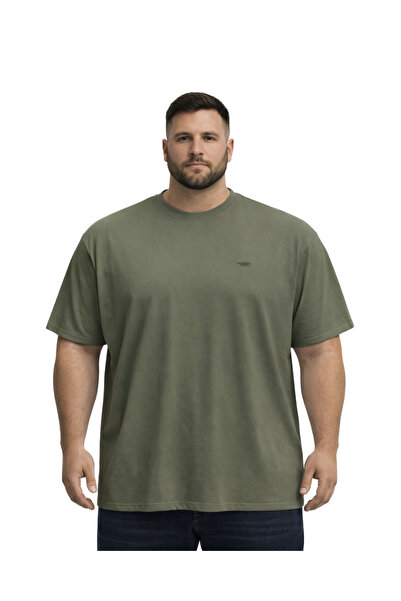 BattalModa تي شيرت رجالي كبير الحجم كاكي أساسي بأكمام قصيرة 3XL-4XL-5XL-6XL-7...