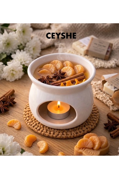 CeyShe Tarçın ve Portakal Kokulu 85 gr Aromaterapi Buhurdanlık %100 Soya Wax ...