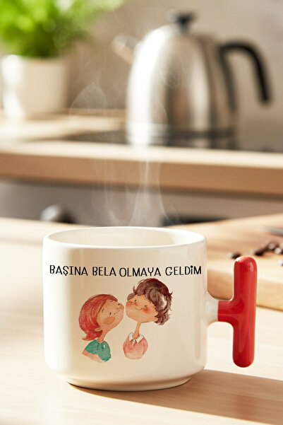 giftkonsept I Came to Get in Trouble Printed T-Handle Latte Cup as a Gift for...