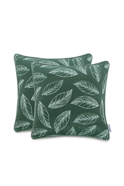 Amelia Home Set of 2 decorative velvet cushion covers with leaf motif, Calm, ...